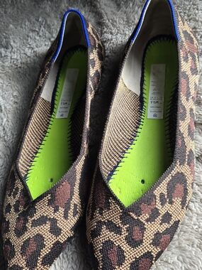 Rothy's Leopard-Print Pointed Toe Flats in Brown and Black
